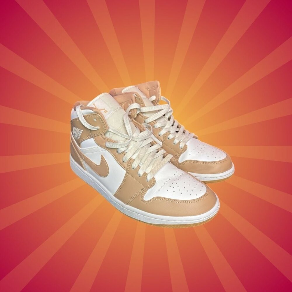 Air Jordan 1 Mid Tan Gum Sneakers Men's Size 11.5